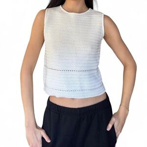 Love Bonito White Sleeveless Crochet Top